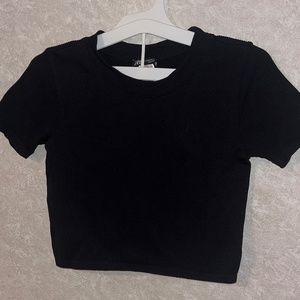 Zara Stretchy Ripped Cropped T-Shirt